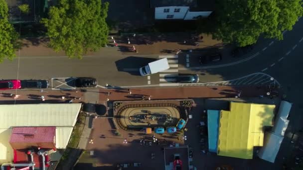 Downtown Main Street Nadmorska Leba Centrum Aerial View Polen Hoge — Stockvideo