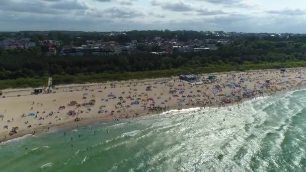 Playa Mar Báltico Wladyslawowo Plaza Morze Vista Aérea Polonia Imágenes — Vídeo de stock