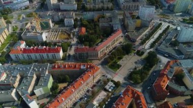 Plac Lotnikow Meydanı Szczecin Hava Görüntüsü Polonya. Yüksek kalite 4k görüntü