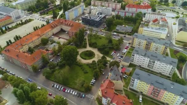 Plac Domanski Square Pila Aerial View Polen Hoge Kwaliteit Beeldmateriaal — Stockvideo