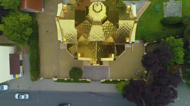 Orthodox Church Koszalin Cerkiew Bogurodzicy Aerial View Poland High Quality — Stock Video