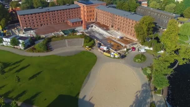 Square Mill Island Bydgoszcz Wyspa Mlynska Aerial View Poland High — Stock Video