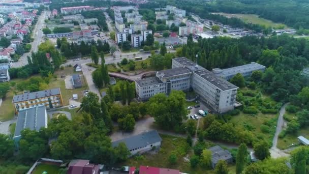 Verlassenes Krankenhaus Ostroleka Opuszczony Szpital Luftaufnahme Polen Hochwertiges Filmmaterial — Stockvideo