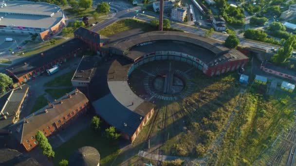 机车车厂Gniezno Parowozownia Aerial View Poland 高质量的4K镜头 — 图库视频影像