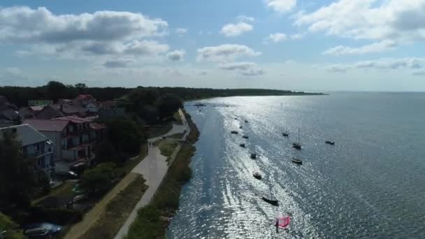 Beautiful Bay Landscape Chalupy Zatoka Krajobraz Aerial View Poland High — Stock Video