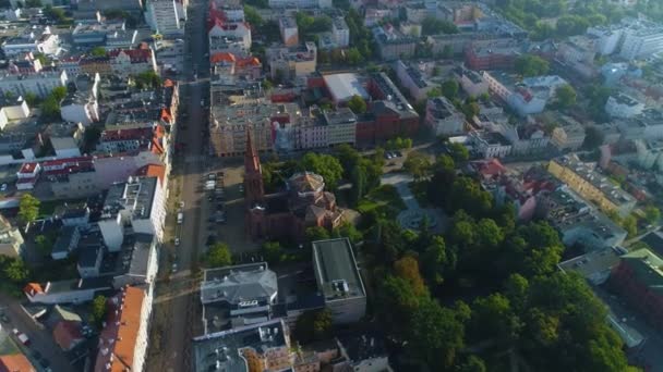 Εκκλησία Plac Wolnosci Bydgoszcz Kosciol Piotra Pawla Aerial View Πολωνία — Αρχείο Βίντεο