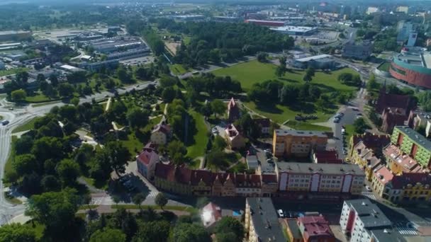 Castle Hill Park Blonia Lubin Wzgorze Zamkowe Vista Aérea Polónia — Vídeo de Stock
