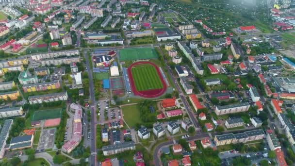 Krásný Panorama Elk Krajobraz Stadion Aerial View Polsko Vysoce Kvalitní — Stock video