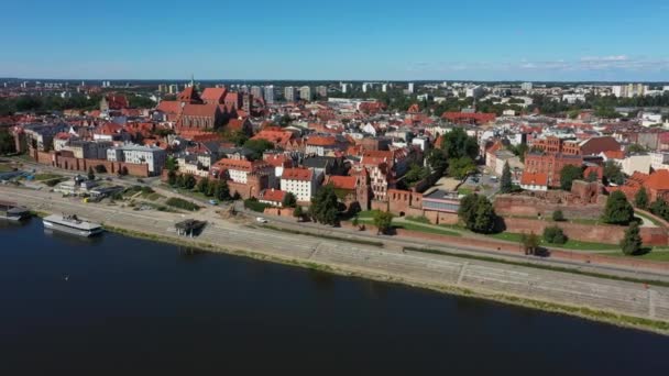 托伦塔雷古城全景 波兰米阿斯托空景 高质量的4K镜头 — 图库视频影像