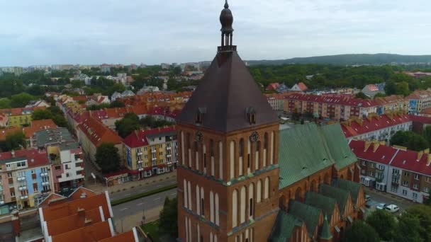 Székesegyház Óváros Koszalin Katedra Nmp Stary Rynek Aerial View Lengyelország — Stock videók