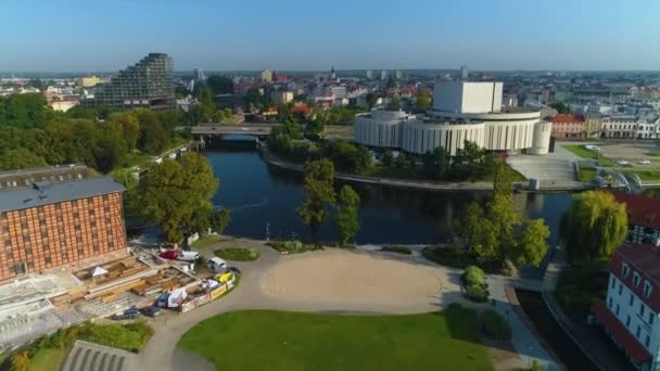 Hermosa Ópera Nova River Brda Bydgoszcz Rzeka Vista Aérea Polonia — Vídeos de Stock