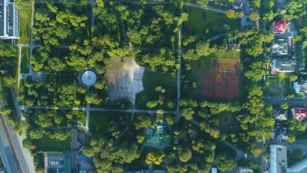 Top Folk Park Bydgoszcz Park Ludowy Aerial View Poland High — Stock Video