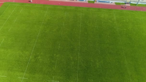 Стадион Mosir Rumia Stadion Aerial View Poland Высококачественные Кадры — стоковое видео