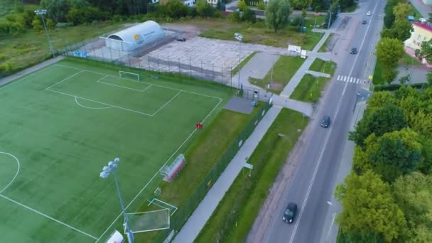 Voetbalveld Mosir Lomza Boisko Orzel Luchtfoto Polen Hoge Kwaliteit Beeldmateriaal — Stockvideo