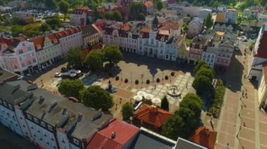 Plac Jakuba Wejhera Wejherowo Rynek Merkezi Pazar Meydanı Hava Görüntüsü Polonya. Yüksek kalite 4k görüntü