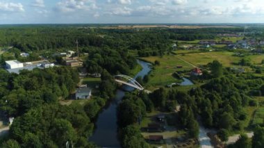 Güzel Peyzaj Köprüsü Ustka Piekny Krajobraz Hava Görüntüsü Polonya. Yüksek kalite 4k görüntü