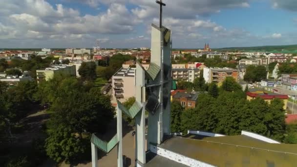 Eglise Parc Lokietka Wloclawek Kosciol Vue Aérienne Pologne Images Haute — Video