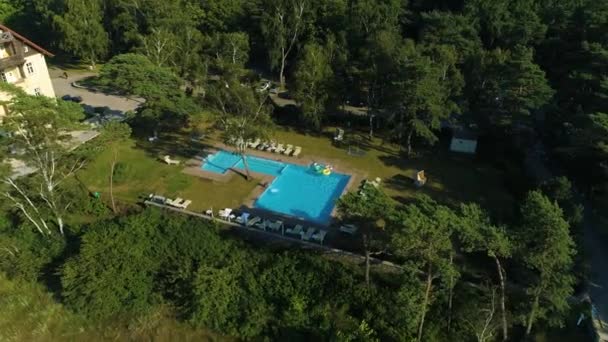 Schwimmbad Schloss Hotel Leba Zamek Hotel Basen Luftaufnahme Polen Hochwertiges — Stockvideo