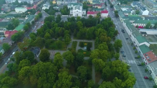 Πάρκο Konstytucji Suwalki Downtown Centrum Aerial View Πολωνία Υψηλής Ποιότητας — Αρχείο Βίντεο