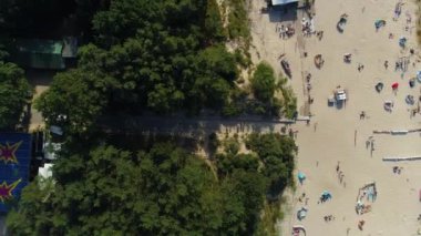 Plaj Baltık Denizi Pobierowo Plaza Morze Baltyckie Hava Görüntüsü Polonya. Yüksek kalite 4k görüntü