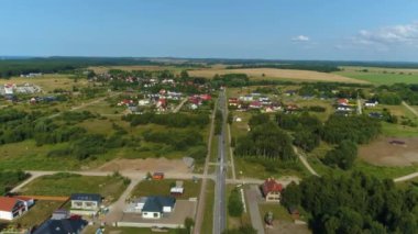 Güzel manzara Ustka Piekny Krajobraz Hava Görüntüsü Polonya. Yüksek kalite 4k görüntü