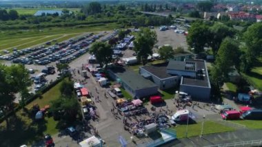 Konin Rynek Stadyumu 'ndaki Pazar Meydanı Hava Görüntüsü Polonya. Yüksek kalite 4k görüntü