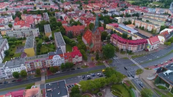 Kościół Rzymskokatolicki Elk Kosciol Aerial View Poland Wysokiej Jakości Materiał — Wideo stockowe
