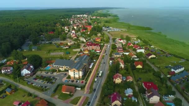 Gyönyörű Táj Katy Rybackie Piekny Krajobraz Aerial View Lengyelország Kiváló — Stock videók