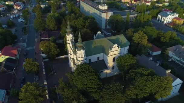 Римско Католическая Церковь Nmp Biala Podlaska Kosciol Aerial View Poland — стоковое видео
