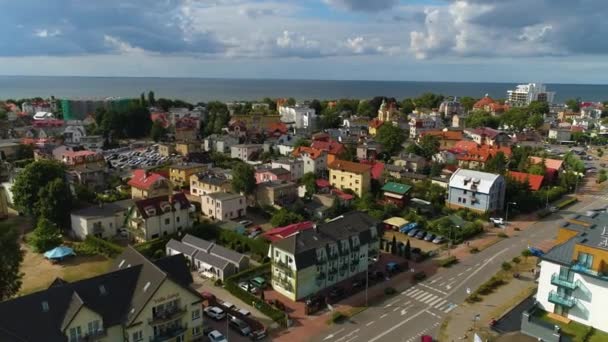 Krásná Krajina Miedzyzdroje Piekny Krajobraz Aerial View Polsko Vysoce Kvalitní — Stock video