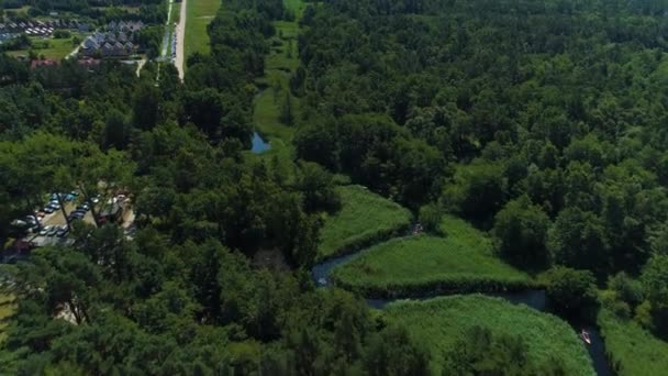 Schöne Landschaft Fluss Debki Piekny Krajobraz Luftaufnahme Polen Hochwertiges Filmmaterial — Stockvideo