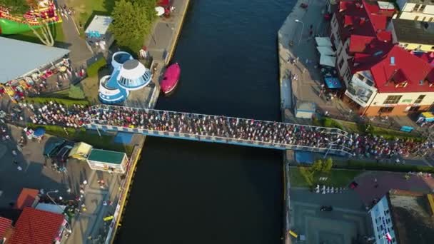 Sliding Bridge Darlowo Rozsuwany Most Aerial View Lengyelország Kiváló Minőségű — Stock videók