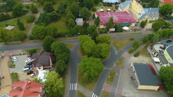 Kleine Rondo Lazy Entree Aerial View Polen Hoge Kwaliteit Beeldmateriaal — Stockvideo