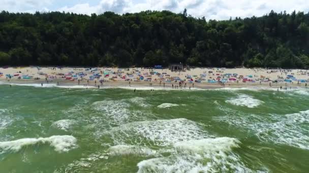 Plaj Baltık Denizi Jastrzebia Gora Plaza Morze Baltyckie Hava Manzaralı — Stok video