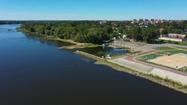 Marina Torun Przystan Aerial View Poland Wysokiej Jakości Materiał — Wideo stockowe