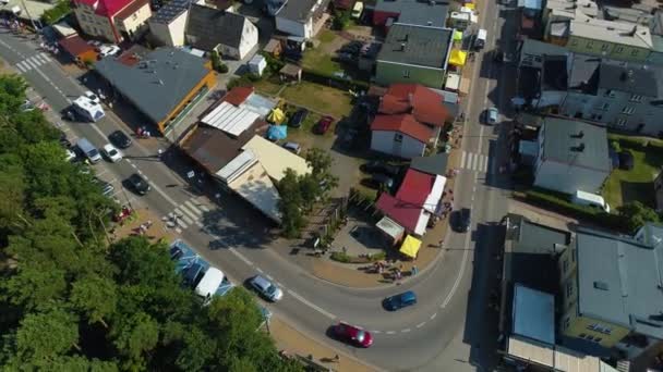 Top Main Street Τοπίο Karwia Wojska Polskiego Aerial View Πολωνία — Αρχείο Βίντεο