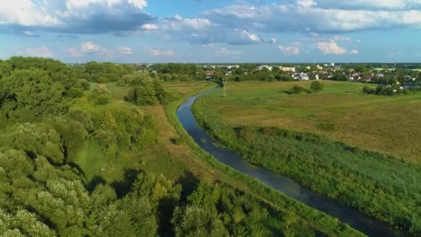 Beautiful Panorama Biala Podlaska River Rzeka Krzna Aerial View Poland — Stock Video