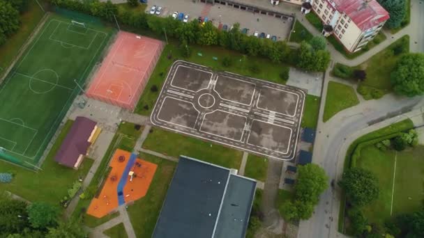 Primary School Elk Szkola Podstawowa Boisko Aerial View Poland High — Stock Video