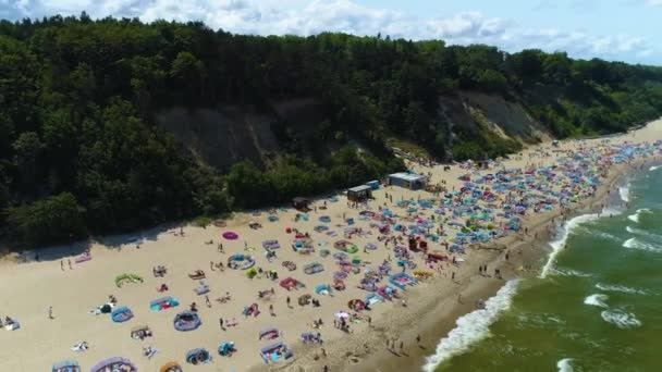 Pláž Baltské Moře Jastrzebia Gora Plaza Morze Baltyckie Aerial View — Stock video