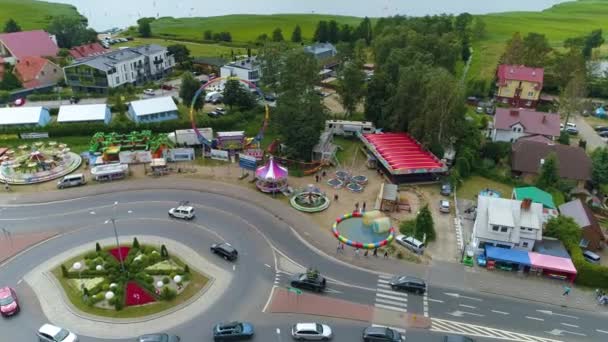 Eğlence Parkı Dziwnowek Wesole Miasteczko Havacılık Polonya Yüksek Kalite Görüntü — Stok video