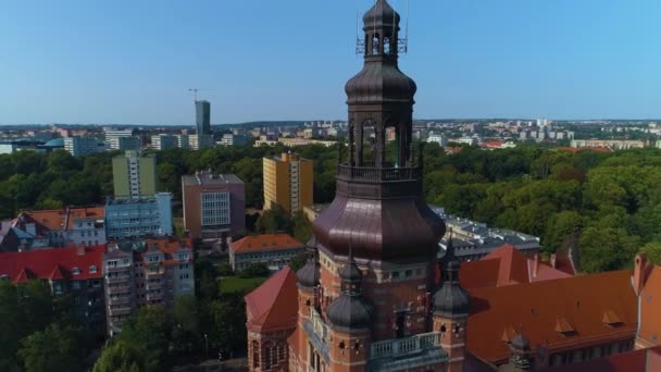 Ufficio Del Voivodato Della Pomerania Occidentale Szczecin Urzad Wojewodzki Aerial — Video Stock
