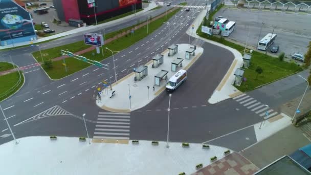 Autobusové Nádraží Koszalin Dworzec Autobusowy Pks Aerial View Polsko Vysoce — Stock video