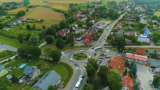 Прекрасний Пейзаж Rondo Stegna Piekny Krajobraz Aerial View Poland Кадри — стокове відео