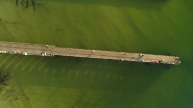 Balıkçı İskelesi Ustronisi Morskie Molo Dla Wedkarzy Hava Görüntüsü Polonya. Yüksek kalite 4k görüntü