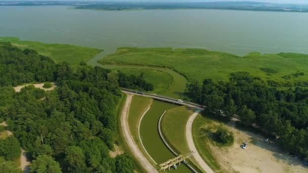 Prachtig Canal Jamno Kanal Lake Mielno Aerial View Polen Hoge — Stockvideo