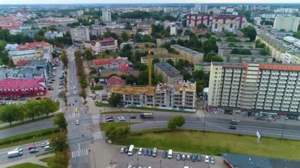 Budowa Budynku Białystok Budynek Budowa Widok Lotu Ptaka Polska Wysokiej — Wideo stockowe