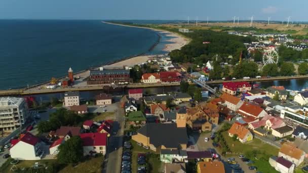 Güzel Manzara Darlowo Piekny Krajobraz Hava Görüntüsü Polonya Yüksek Kalite — Stok video