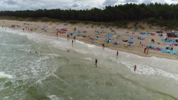 Playa Mar Báltico Miedzywodzie Plaza Morze Baltyckie Vista Aérea Polonia — Vídeos de Stock