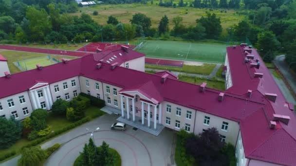 School Piaseczno Szkola Aleja Kalin Aerial View Poland High Quality — Stock Video