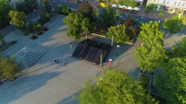 Plac Wolnosci Centrum Biala Podlaska Downtown Aerial View Polen Hoge — Stockvideo